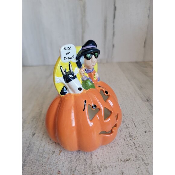 Hallmark Maxine kick or treat tea light Halloween candle holder - Picture 2 of 7